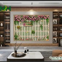 Tranh 3D hoa hồng ốp tường MN34