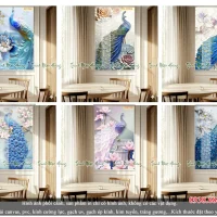 Top 06 mẫu tranh con Công khổ ngang V4