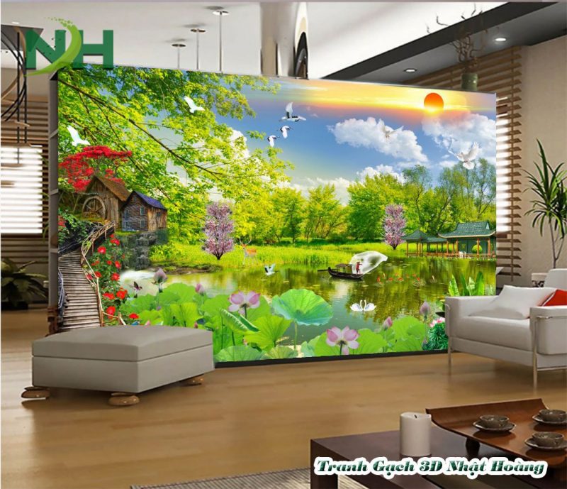 gạch 5D dán tường phong cảnh