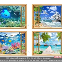 Top 10 mẫu tranh cửa sổ phong cảnh mùa thu V10