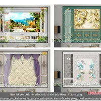 04 mẫu tranh gạch 3D phòng khách MHS09