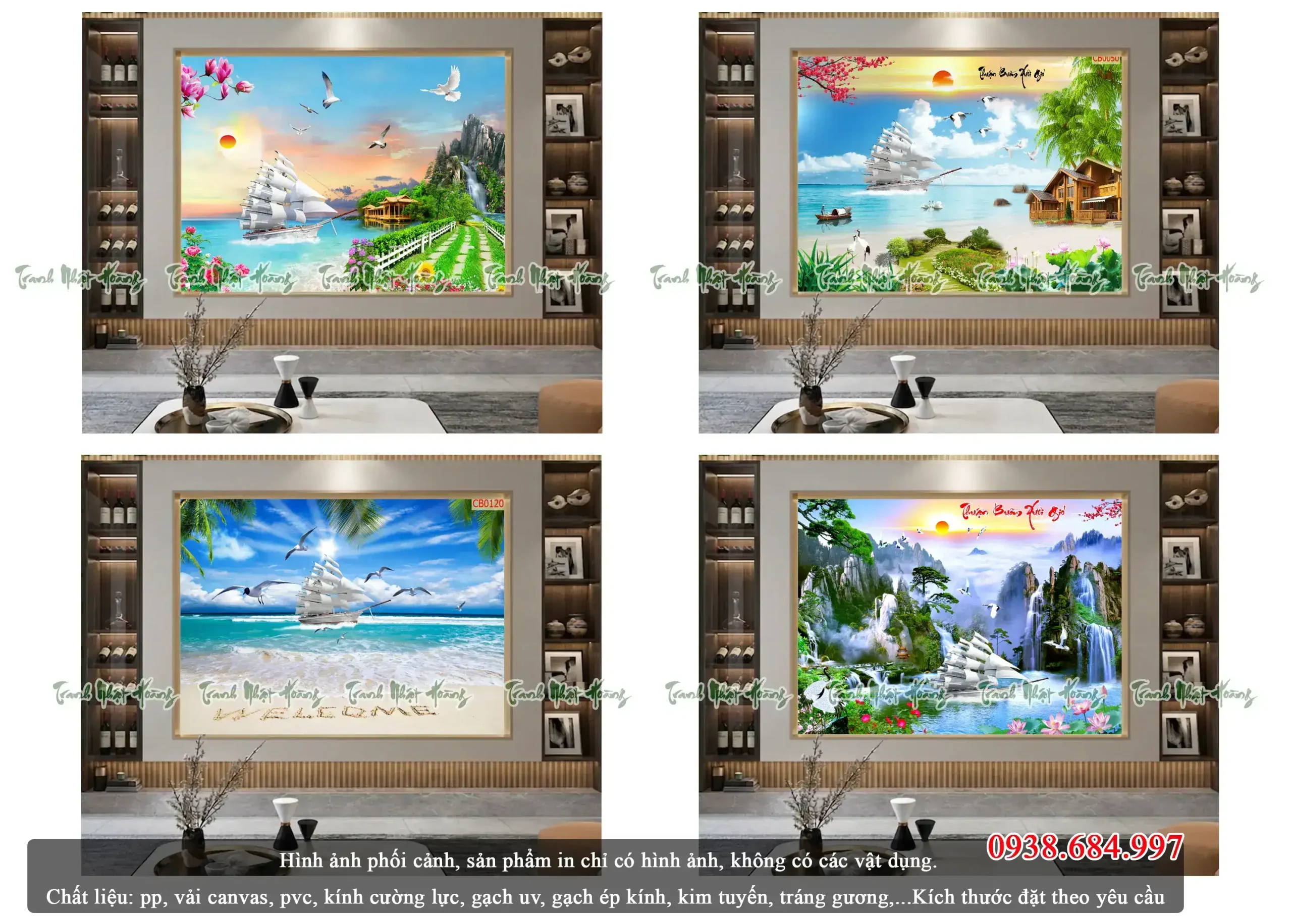 Catalog 04 mẫu tranh kính 5D thuyền biển V4