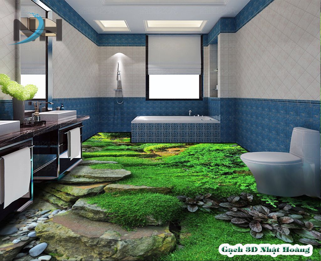 Gạch 3D mẫu MK17 - Gạch lát nền 3D phòng tắm đẹp