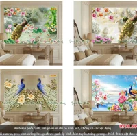 Top 04 mẫu tranh gạch 5D chim Công khổ đứng V2