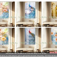 Top 06 mẫu tranh gạch ốp 5D Con Công khổ đứng V1