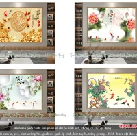 Top 04 mẫu tranh Cửu Ngư khổ ngang V1