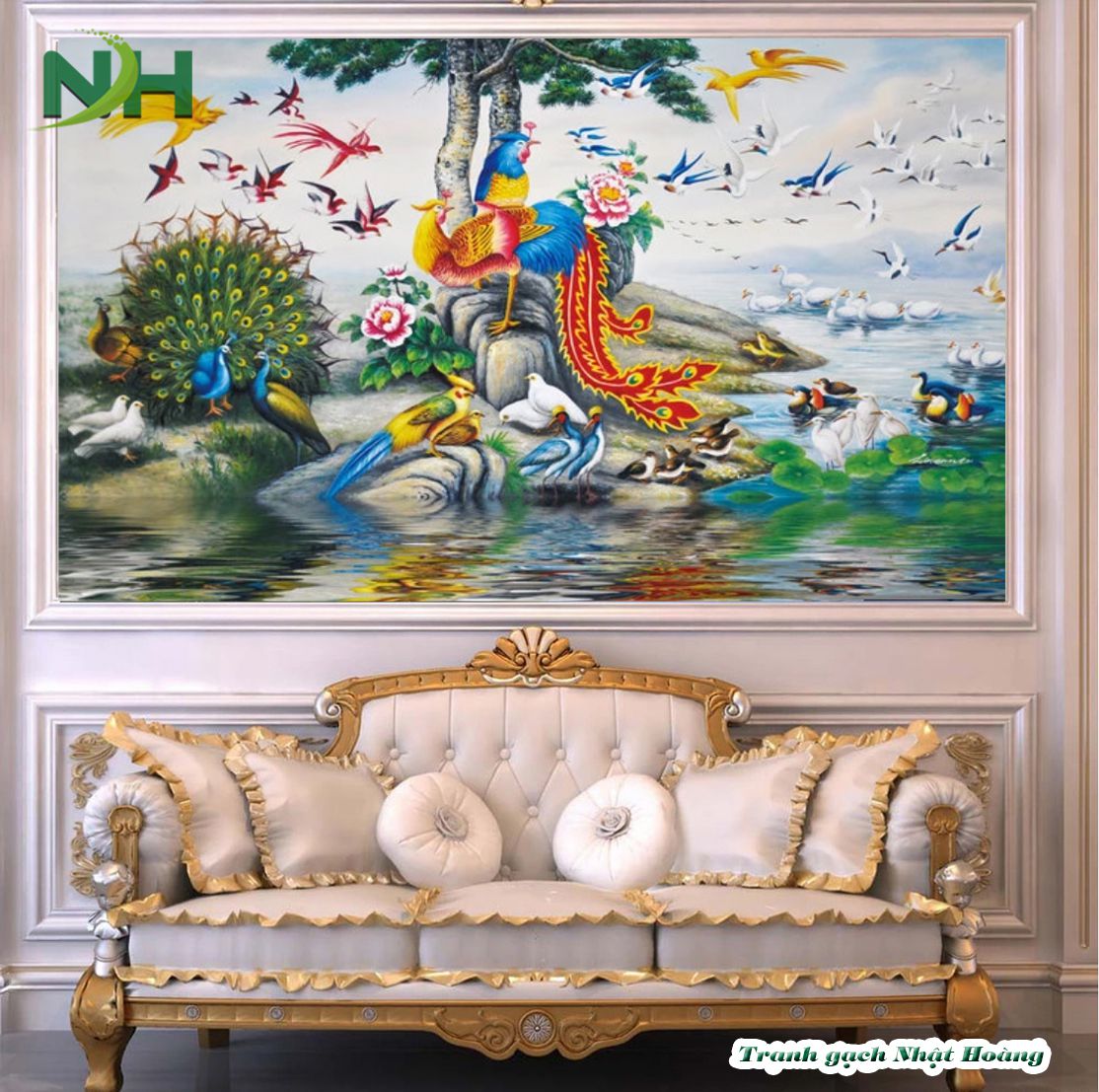 gạch 3D Bách điểu triều phụng