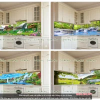 Top 10 mẫu tranh kính ốp bếp 5D đồng lúa V1
