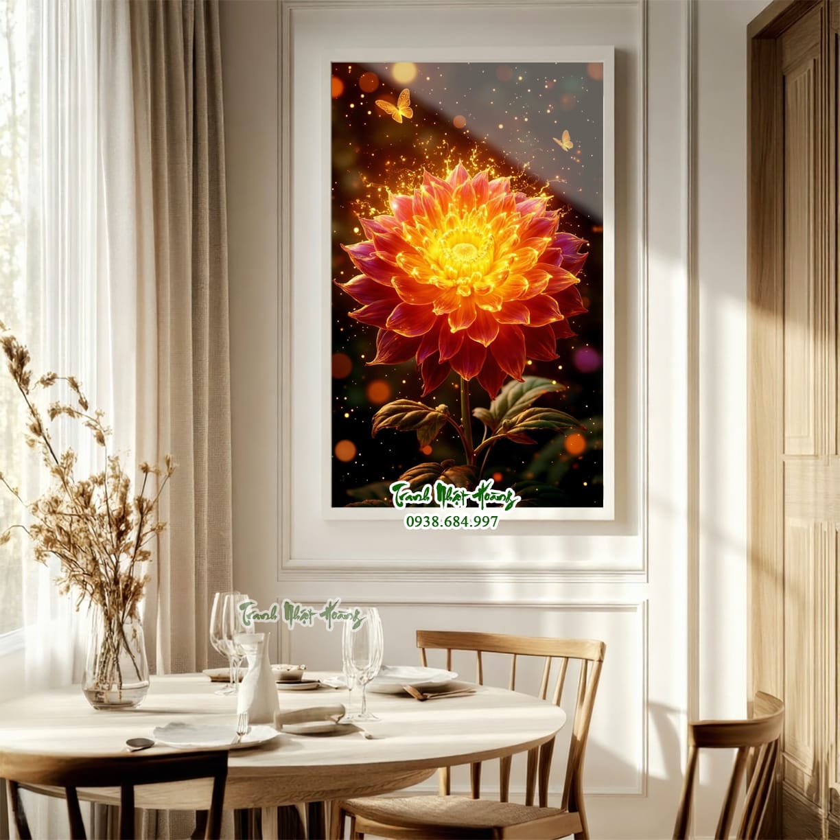 Tranh gạch 3D hoa cúc khổ đứng